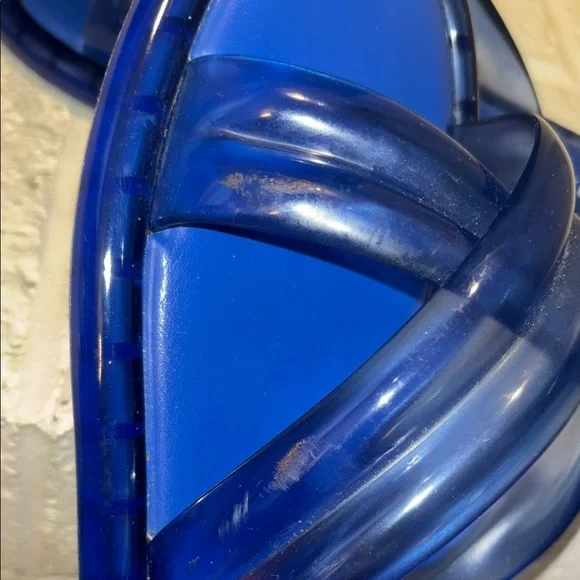 Melissa by Larroude Blue Women's Jelly Slide Sandals, size 8 - Picture 4 of 9